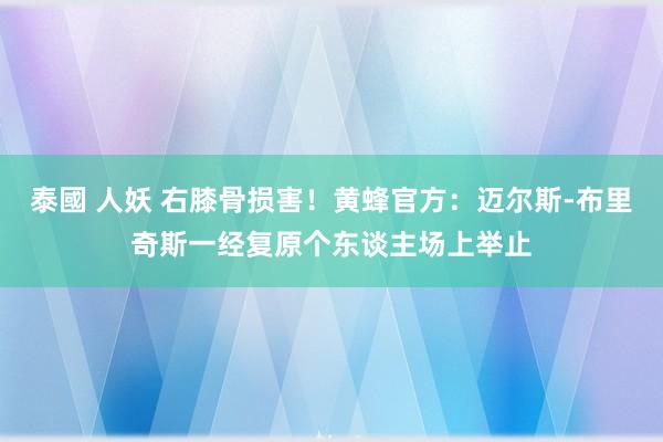 泰國 人妖 右膝骨损害！黄蜂官方：迈尔斯-布里奇斯一经复原个东谈主场上举止
