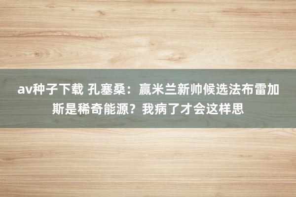 av种子下载 孔塞桑：赢米兰新帅候选法布雷加斯是稀奇能源？我病了才会这样思